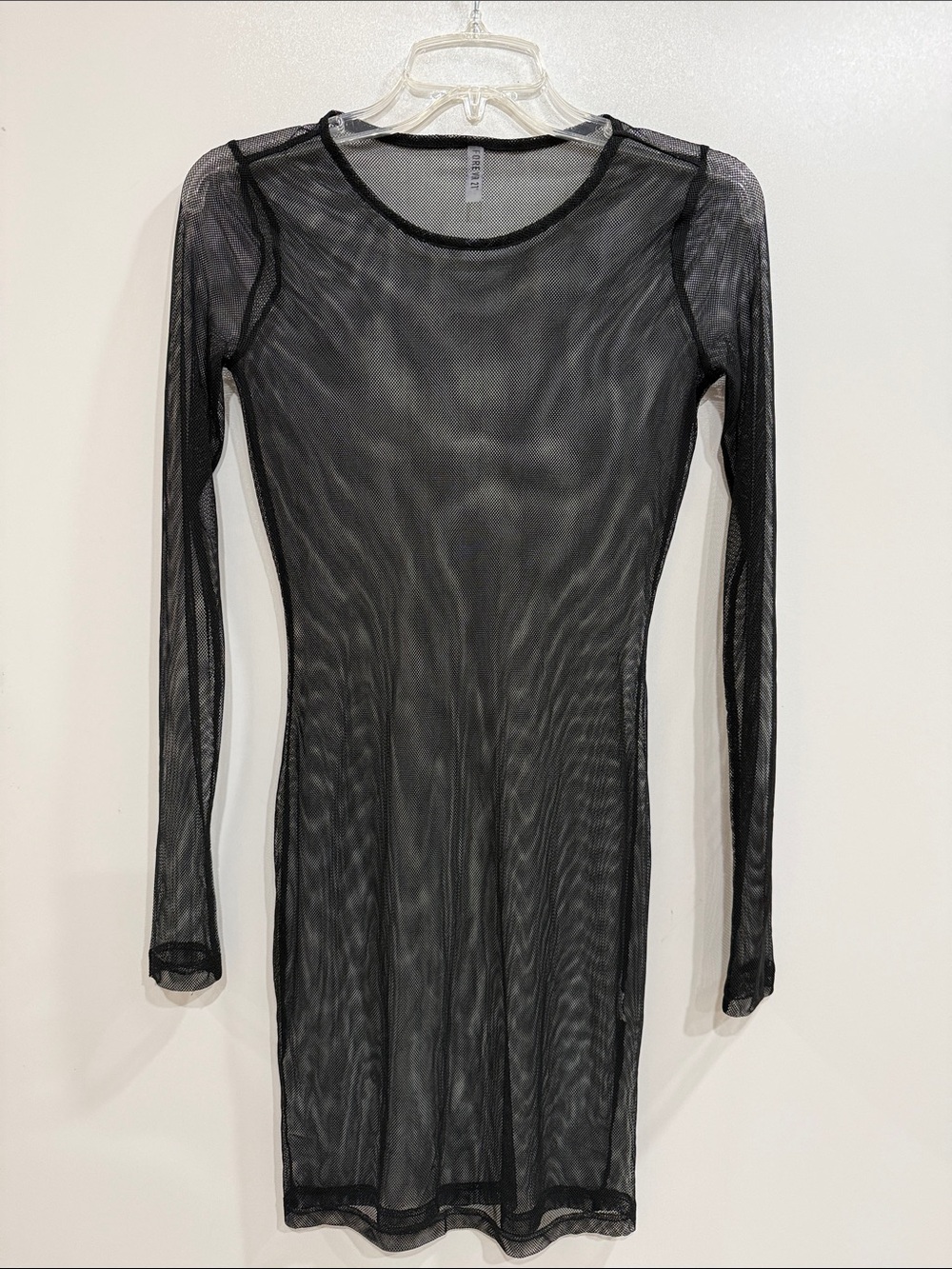 Forever 21 Black Sheer Mesh Long-Sleeve Swim Coverup